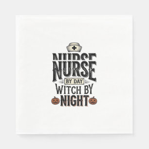 Nurse By Day Witch By Night Halloween Shirt Design Napkins