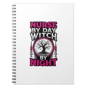Nurse By Day Witch By Night Halloween Shirt Design Notebook