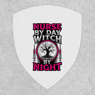 Nurse By Day Witch By Night Halloween Shirt Design Patch