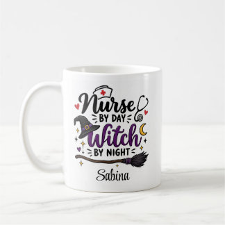 Nurse by Day Witch by Night Personalized Halloween Coffee Mug