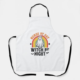 Nurse By Day Witch By Night Vintage Ghost Design_1 Apron