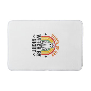Nurse By Day Witch By Night Vintage Ghost Design_1 Bath Mat