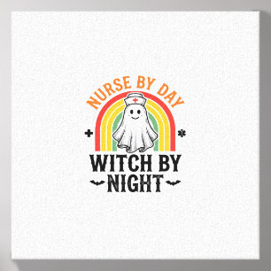Nurse By Day Witch By Night Vintage Ghost Design_1 Canvas Photo Tile