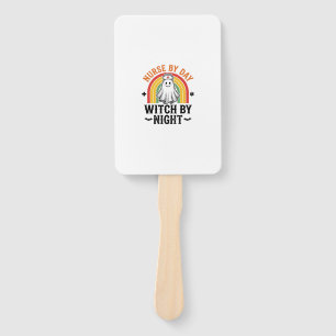 Nurse By Day Witch By Night Vintage Ghost Design_1 Hand Fan