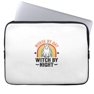 Nurse By Day Witch By Night Vintage Ghost Design_1 Laptop Sleeve