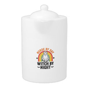 Nurse By Day Witch By Night Vintage Ghost Design_1 Teapot