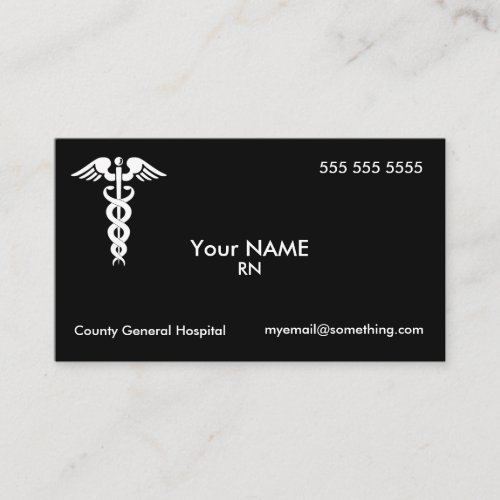 Nurse Caduceus Black Business Card