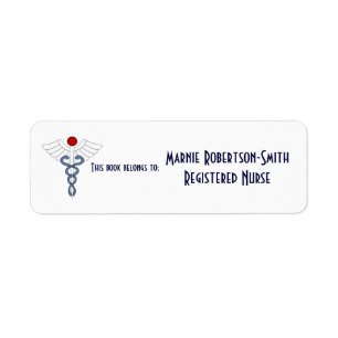Nurse Caduceus/Book belongs to: Personalize Name Label