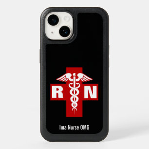 Nurse Caduceus Initials and Name OtterBox iPhone 14 Case