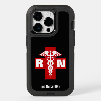 Nurse Caduceus Initials and Name OtterBox iPhone 14 Pro Case