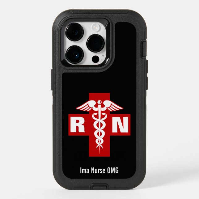 Nurse Caduceus Initials and Name Otterbox iPhone Case (Back)