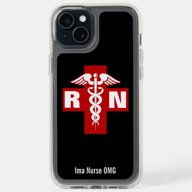 Nurse Caduceus Initials and Name Speck iPhone Case (Front (Black))