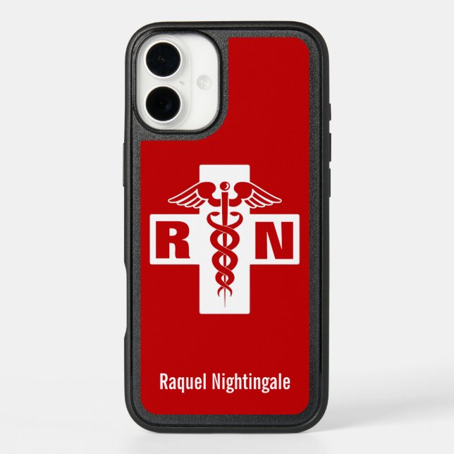 Nurse Caduceus Initials Name Template Otterbox iPhone Case (Back)