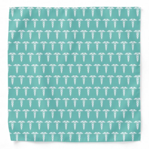 Nurse Caduceus Medical Healthcare Pattern Teal Bandana