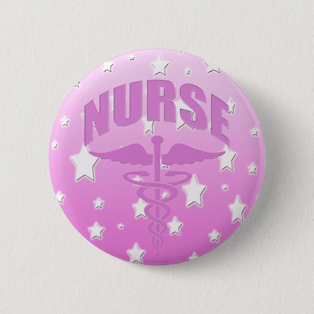 Nurse Caduceus Pink Button (Front)