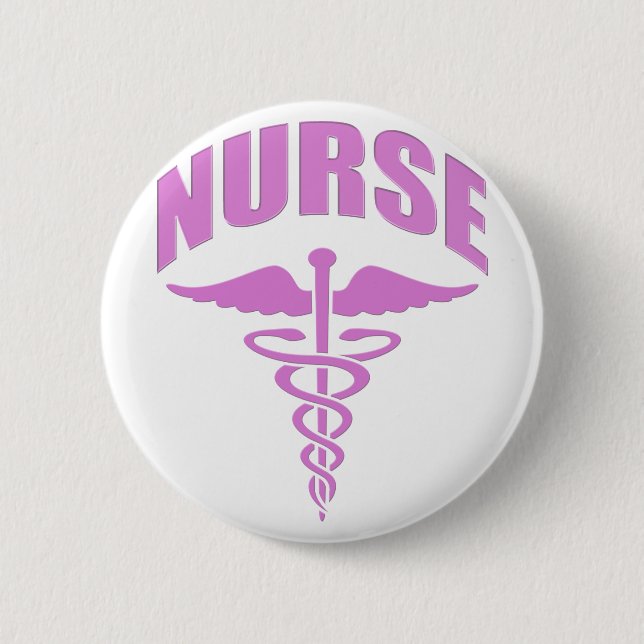 Nurse Caduceus Pink Button (Front)