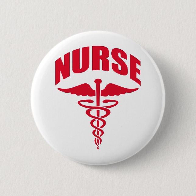 Nurse Caduceus Red Button (Front)