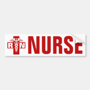 Nurse Caduceus RN or Initials Bumper Sticker