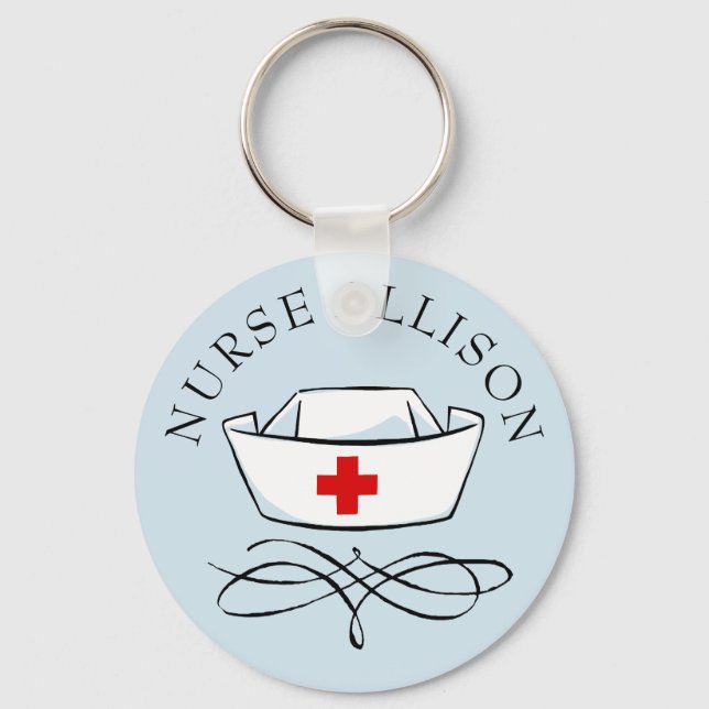 Nurse Cap Add Name Keychain (Front)