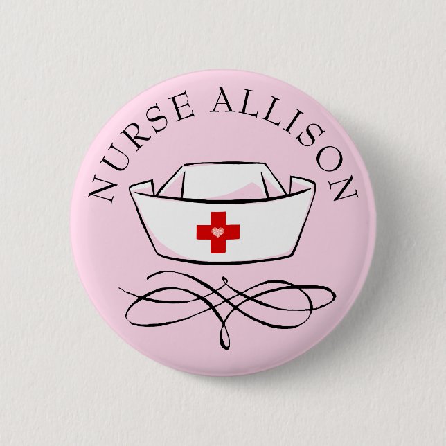 Nurse Cap Add Name Pink Button (Front)