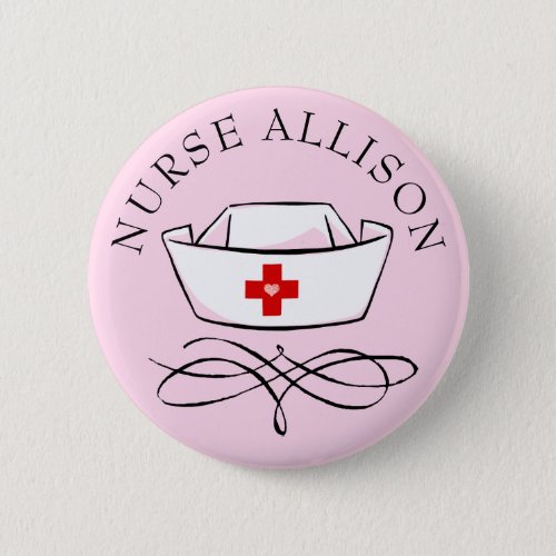 Nurse Cap Add Name Pink Button