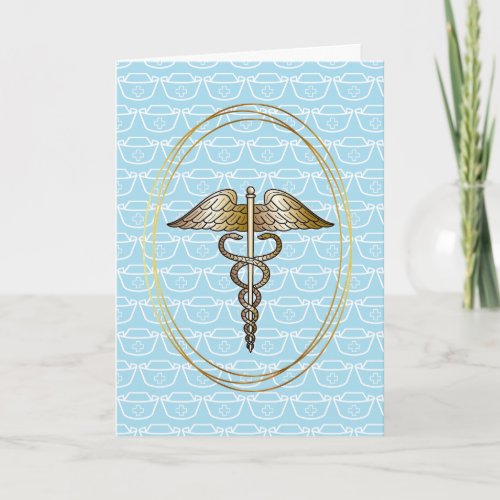 Nurse Cap and Caduceus Nurses Day Card