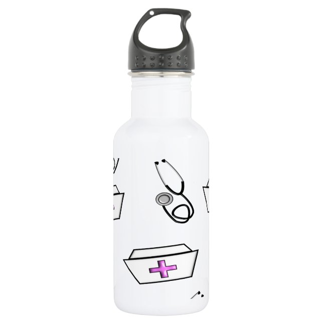 Nurse Cap and Stethoscope Stainless Steel Water Bottle (Front)