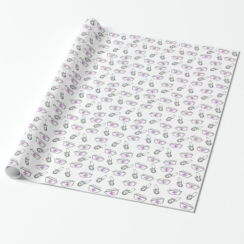 Nurse Cap and Stethoscope Wrapping Paper
