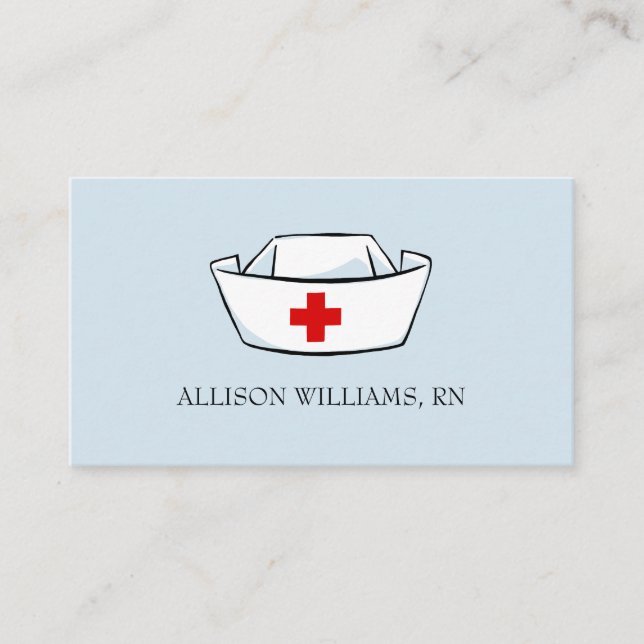 Nurse Cap Monogrammed Name Blue Professional Business Card (Front)