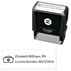 Nurse Cap Name License Number Text Template Self- Self-inking Stamp