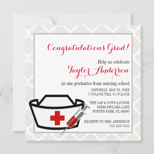 Nurse Cap  Nursing School Graduation Announcement