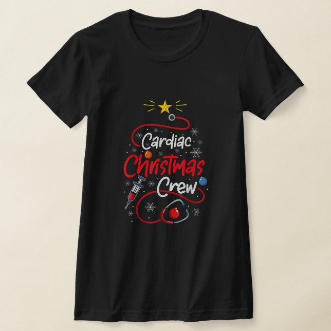 Nurse Cardiac Christmas Crew Nursing Christmas lig T-Shirt (Laydown)