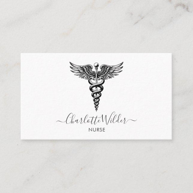 Nurse Caregiver Caduceus Business Card (Front)