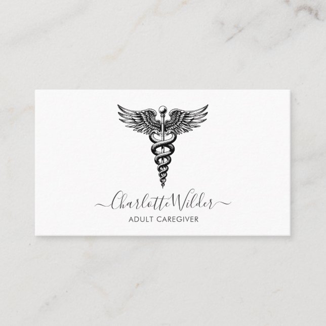 Nurse Caregiver Caduceus Business Card (Front)