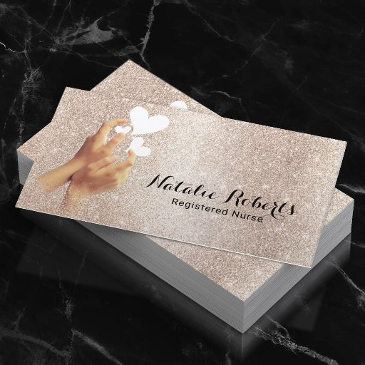Customizable Nurse Caregiver Elegant Gold Glitter Medical Care Business Card