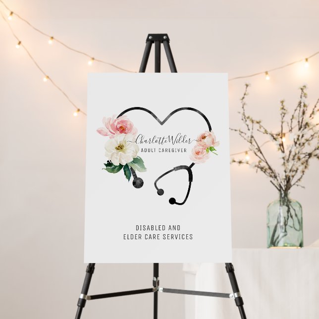 Nurse Caregiver Floral Stethoscope  Foam Board (In Situ (Stand))