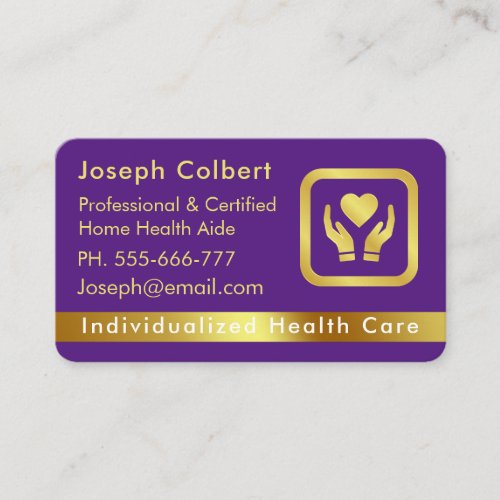 Nurse Caregiver Medical Elegant Purple Ombre  Business Card
