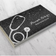Nurse Caregiver Medical Modern Black Glitter Business Card at Zazzle
