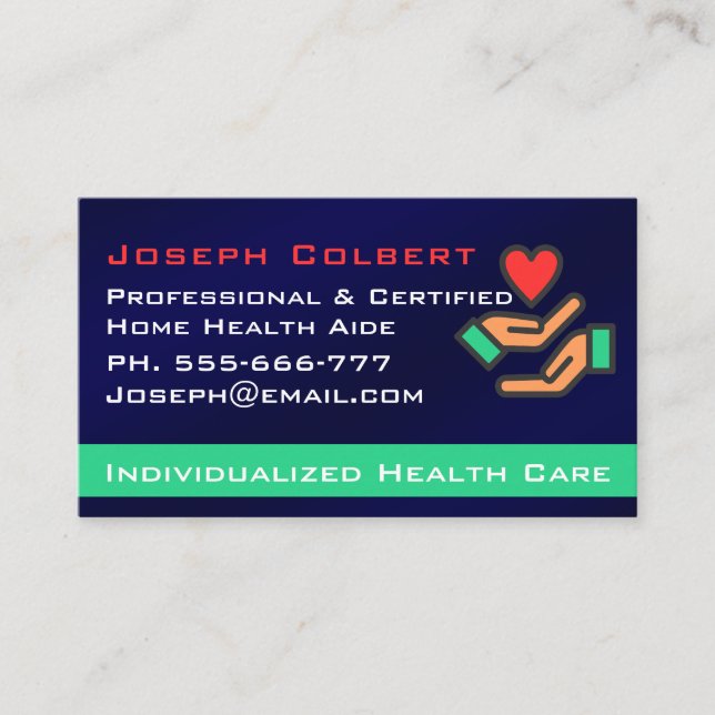 Nurse Caregiver Medical Modern Navy Blue  Business Card (Front)