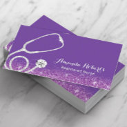 Nurse Caregiver Medical Purple Glitter Business Card at Zazzle