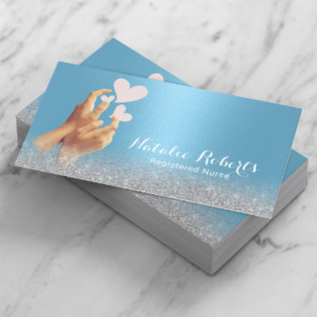 Nurse Caregiver Modern Blue Medical Care Business Card by cardfactory at Zazzle