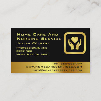 Nurse Caregiver Modern Golden Medical Care Business Card