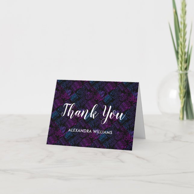 Nurse Caregiver Modern Medical Black Thank You (Front)