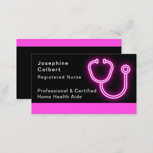 Nurse Caregiver Modern Pink Stethoscope Medical Business Card