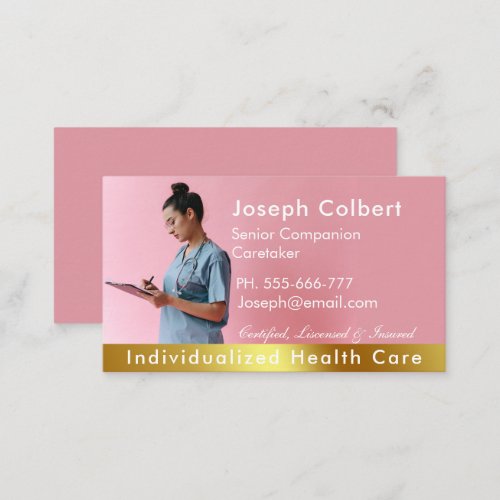 Nurse Caregiver Modern Rose Gold Medical  Business Card