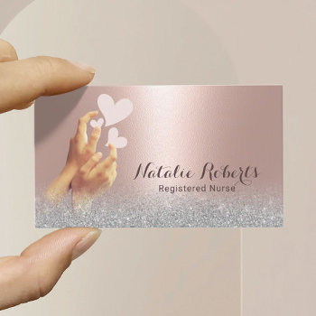 Nurse Caregiver Modern Rose Gold Medical Care Business Card by cardfactory at Zazzle