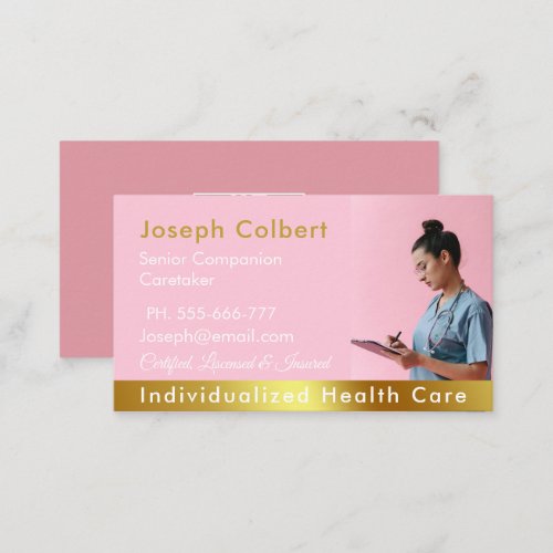 Nurse Caregiver Modern Rose Gold Medical QR Code Business Card
