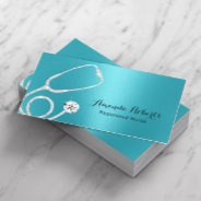 Nurse Caregiver Modern Turquoise Metallic Medical Business Card at Zazzle