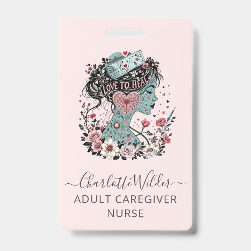 Nurse Caregiver Pink Badge