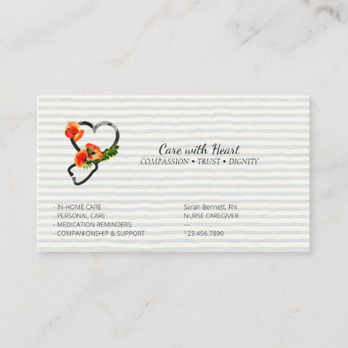 Nurse Caregiver Stethoscope Business Card